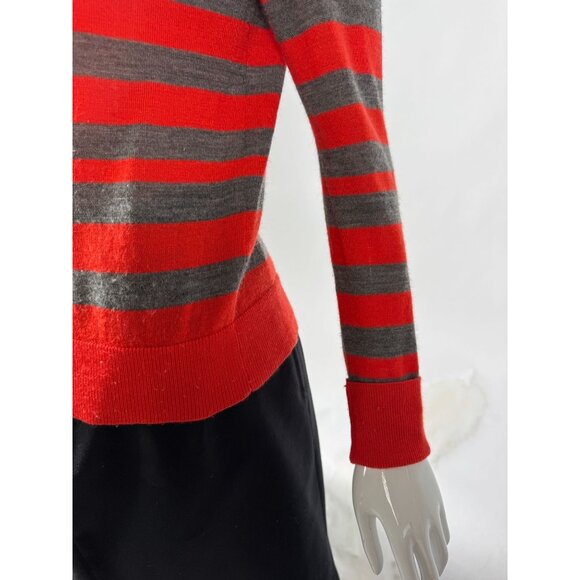 Ann Taylor Loft Womens Red & Gray Striped Button-Up Cardigan Sweater Size S - Picture 13 of 15